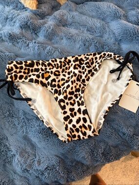 Leopard Print Bikini Bottoms in Brown & Black - Womens Swimwear